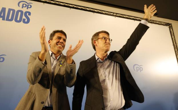 Mazón y Feijóo en el acto en el MuVIM de Valencia.