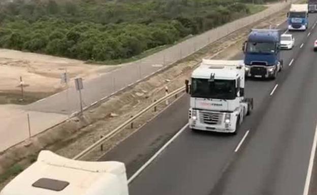 Marcha de camioneros de Gandia para denunciar su «precariedad»