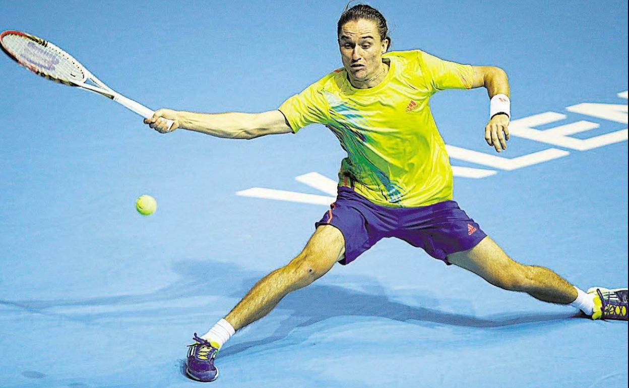 Dolgopolov, durante el torneo de 2012 disputado en el Ágora y en el que ganó David Ferrer. 