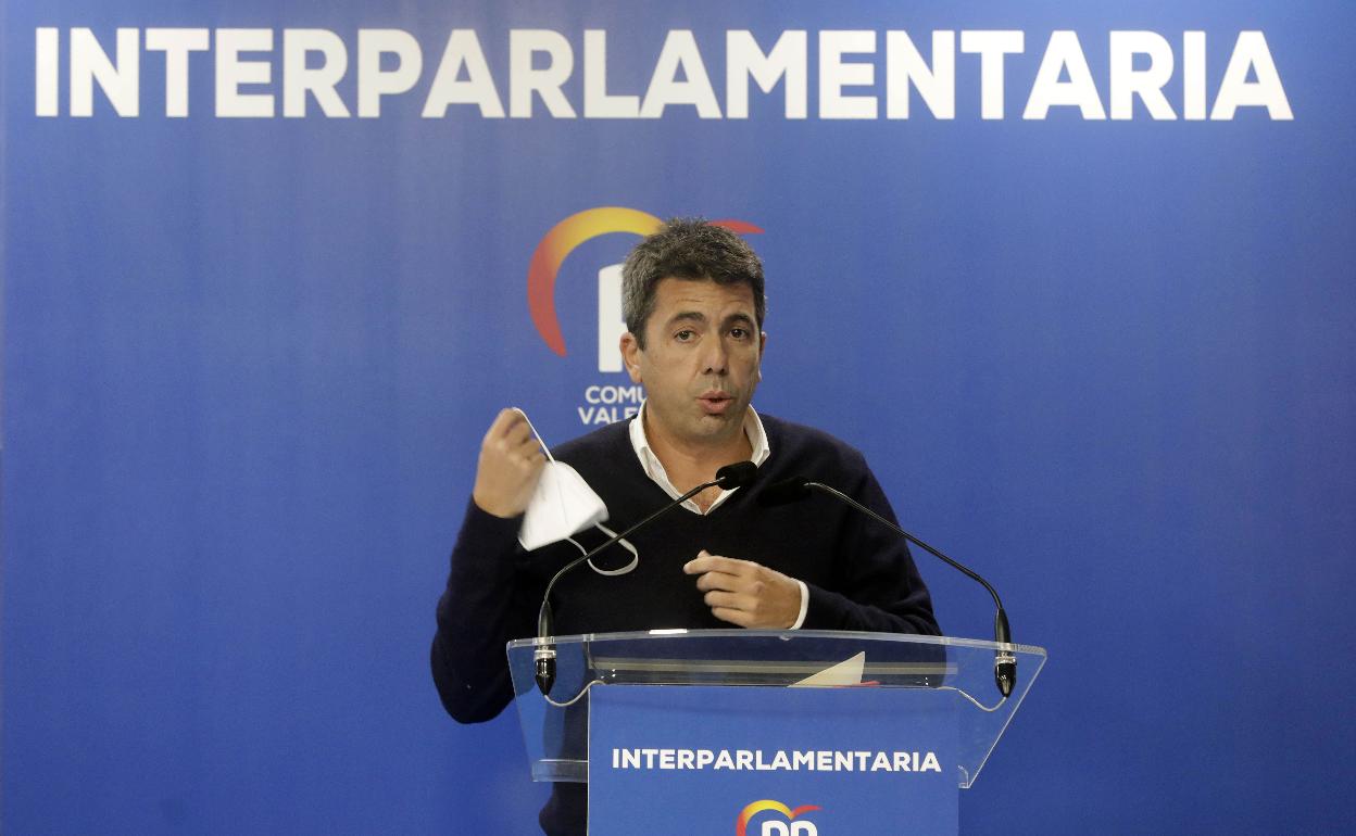 Carlos Mazón, en una reunión de la interparlamentaria del PP. 