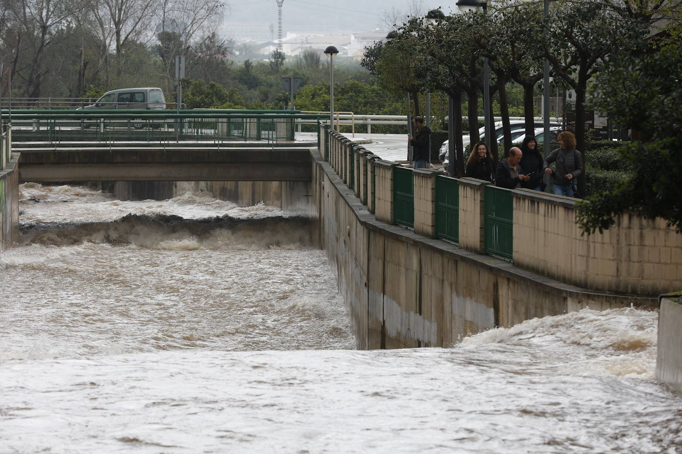 Tras nueve días consecutivos de lluvia, el río Vaca, a su paso por Simat de Valldigna, se ha desbordado. 