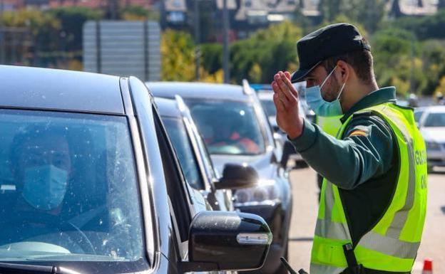 Un agente de Tráfico indica a un conductor durante un control. 