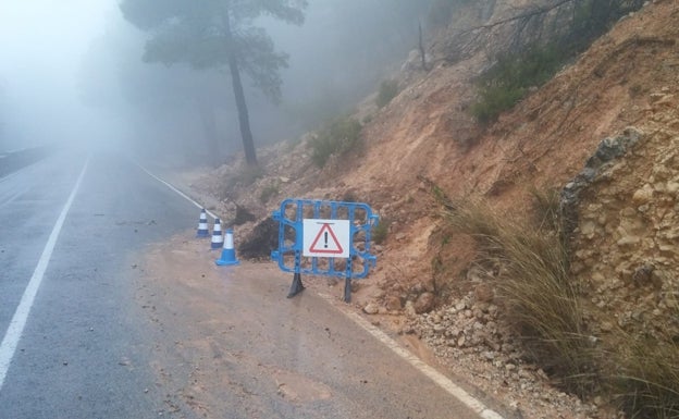 Desprendimiento en la carretera de acceso al Preventorio.  