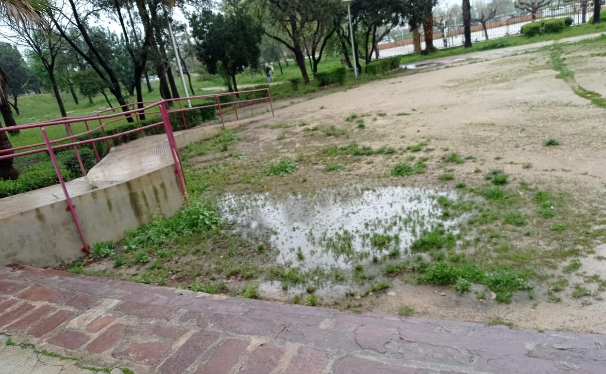 Barro y basura en el acceso a un colegio de Alzira