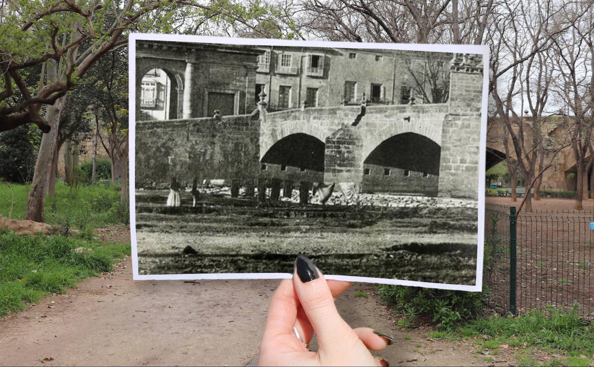 El puente del Real, con más de 157 años de diferencia.