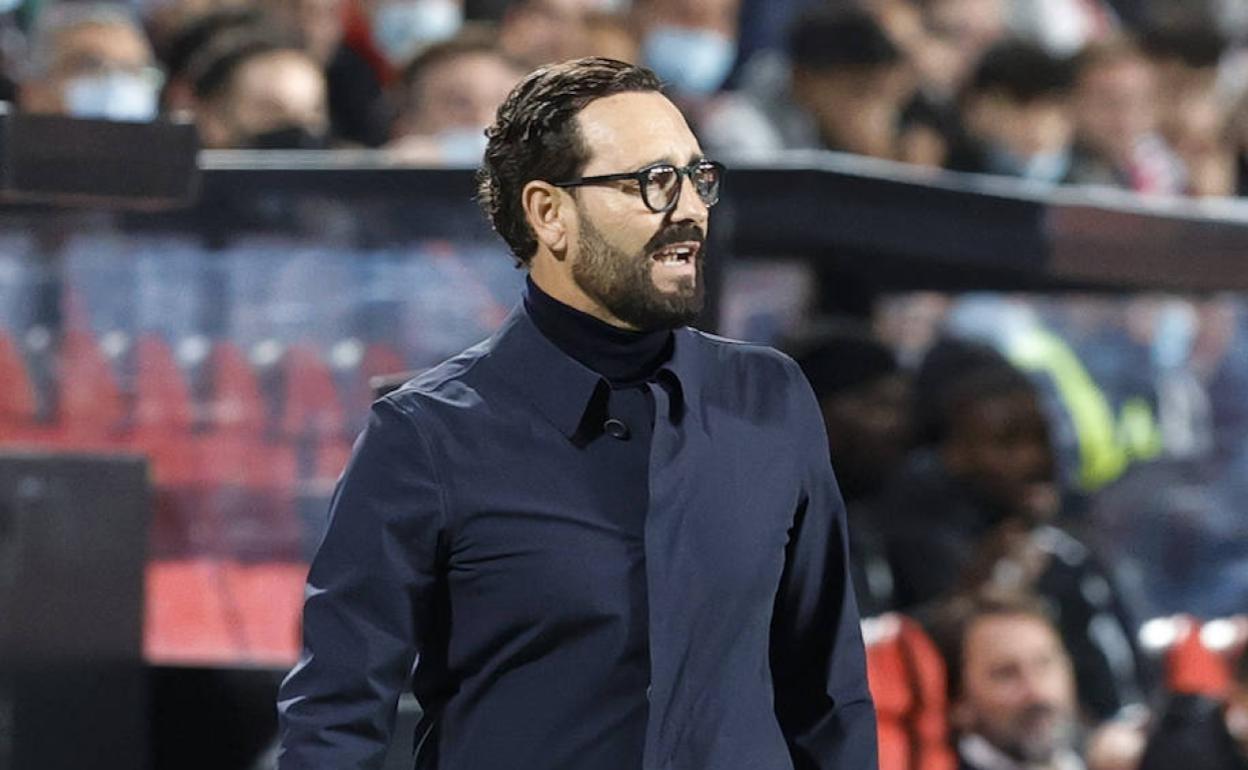 José Bordalás, durante el encuentro ante el Rayo Vallecano, a doce días de la final de Copa.