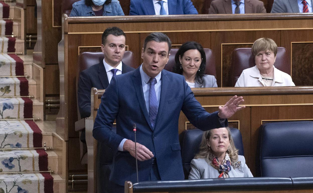 El presidente del Gobierno, Pedro Sánchez, este miércoles en la sesión de control en el Congreso. 