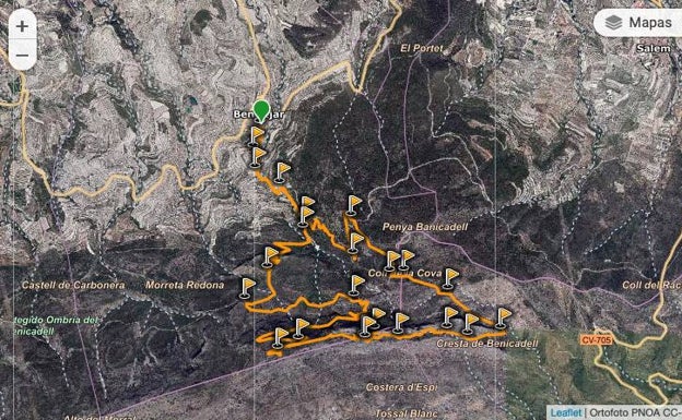 Track de la ruta hasta el pico de Benicadell desde Beniatjar. 