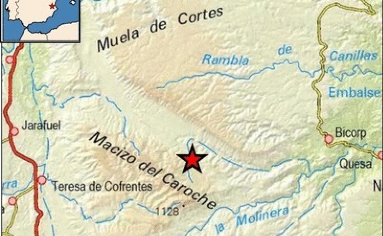 Lugar donde el IGN ha detectado el epicentro del terremoto. 