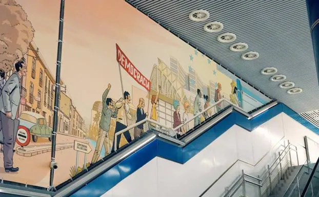 Así es el mural de Paco Roca en la nueva estación de la Línea 10 de Metrovalencia