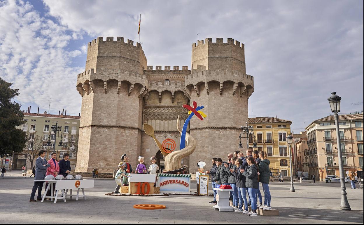 Grabación del programa de 'MasterChef' durante las pasadas Fallas.