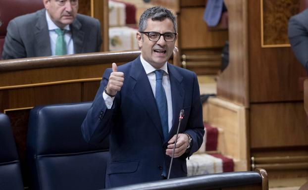 El ministro de Presidencia, Felix Bolaños, este miércoles en el Congreso.