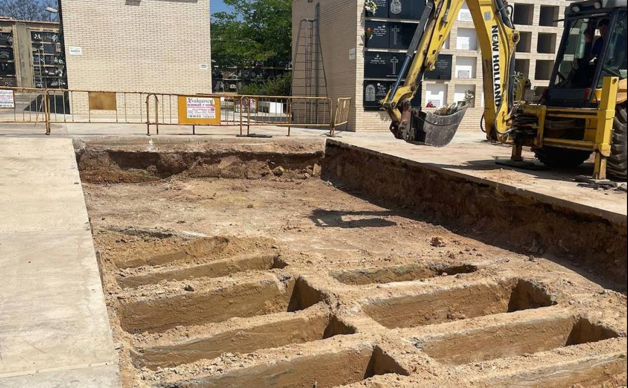 Las obras que se están realizando en el cementerio. 