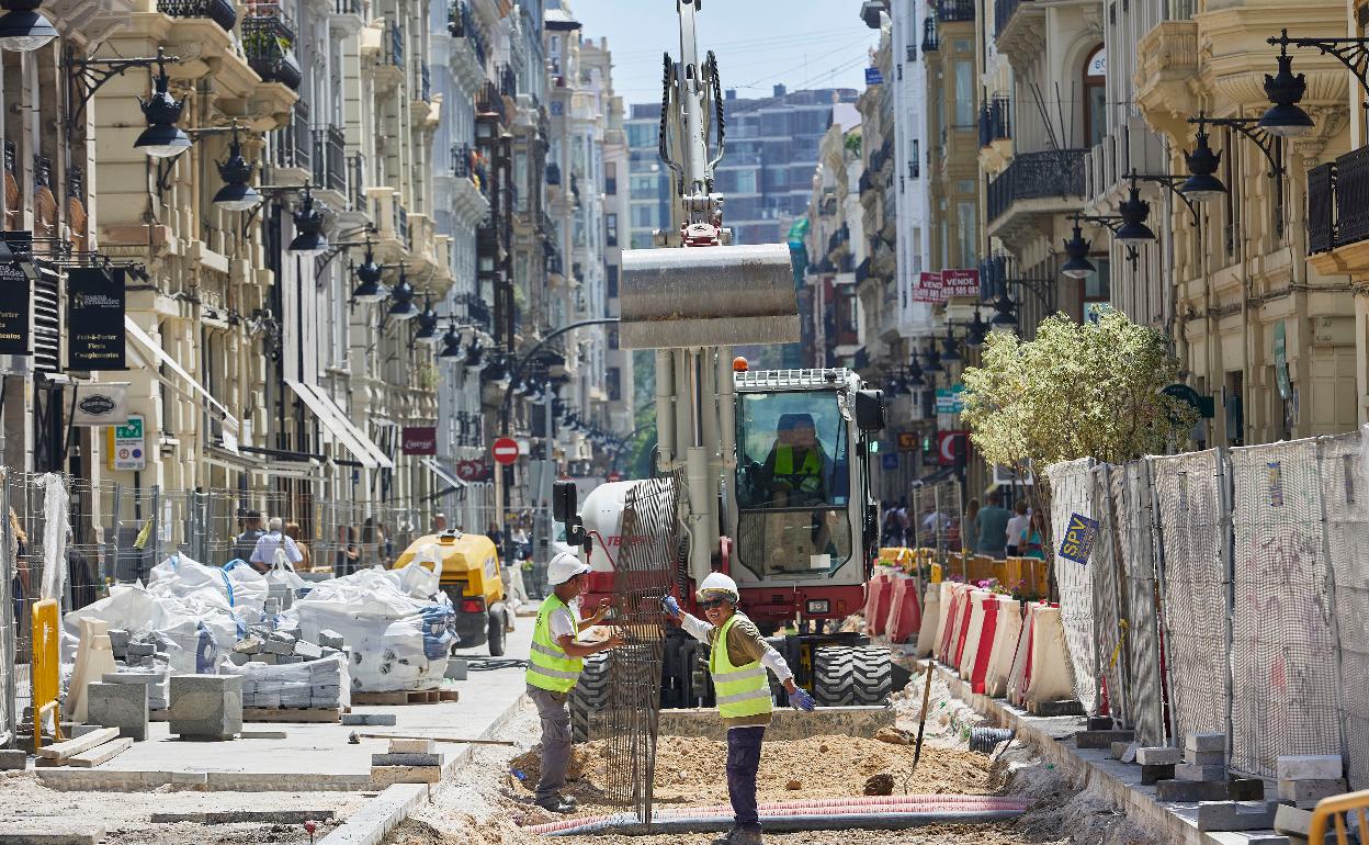 Obras en la calle de la Paz, el pasado mes de mayo. 