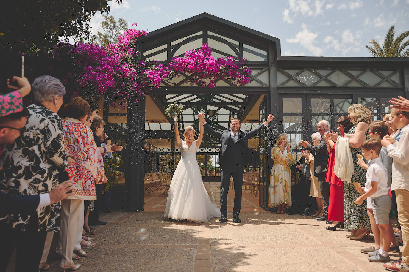 Los novios, Teresa Ruixó y Javi Gimeno. La boda se celebró en el Huerto de Santa María rodeados de amigos con ganas de pasarlo bien.﻿