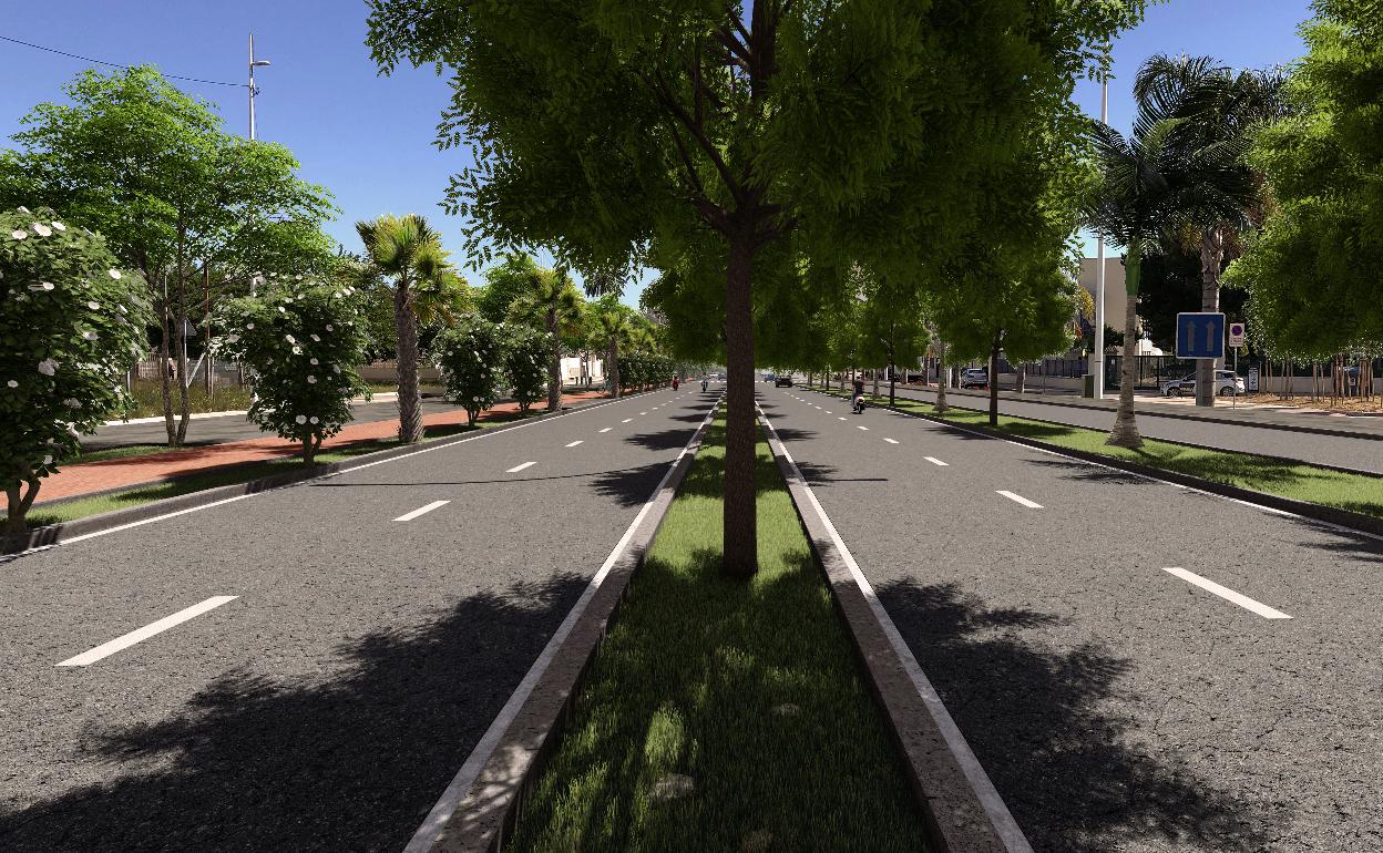 Recreación virtual de cómo quedará la avenida del Grau tras la reforma. 