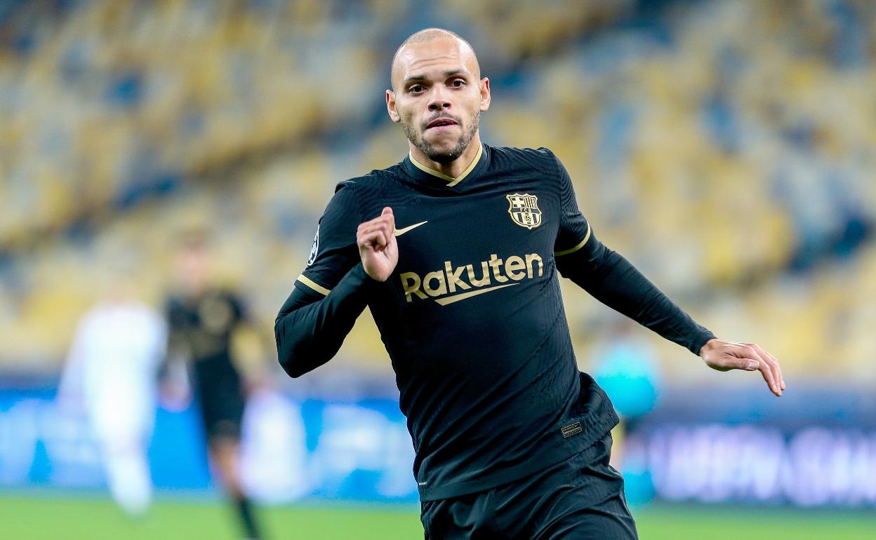 Martin Braithwaite, durante un partido con el Barça.