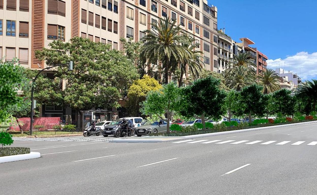 Recreación de la nueva zona ajardinada. 