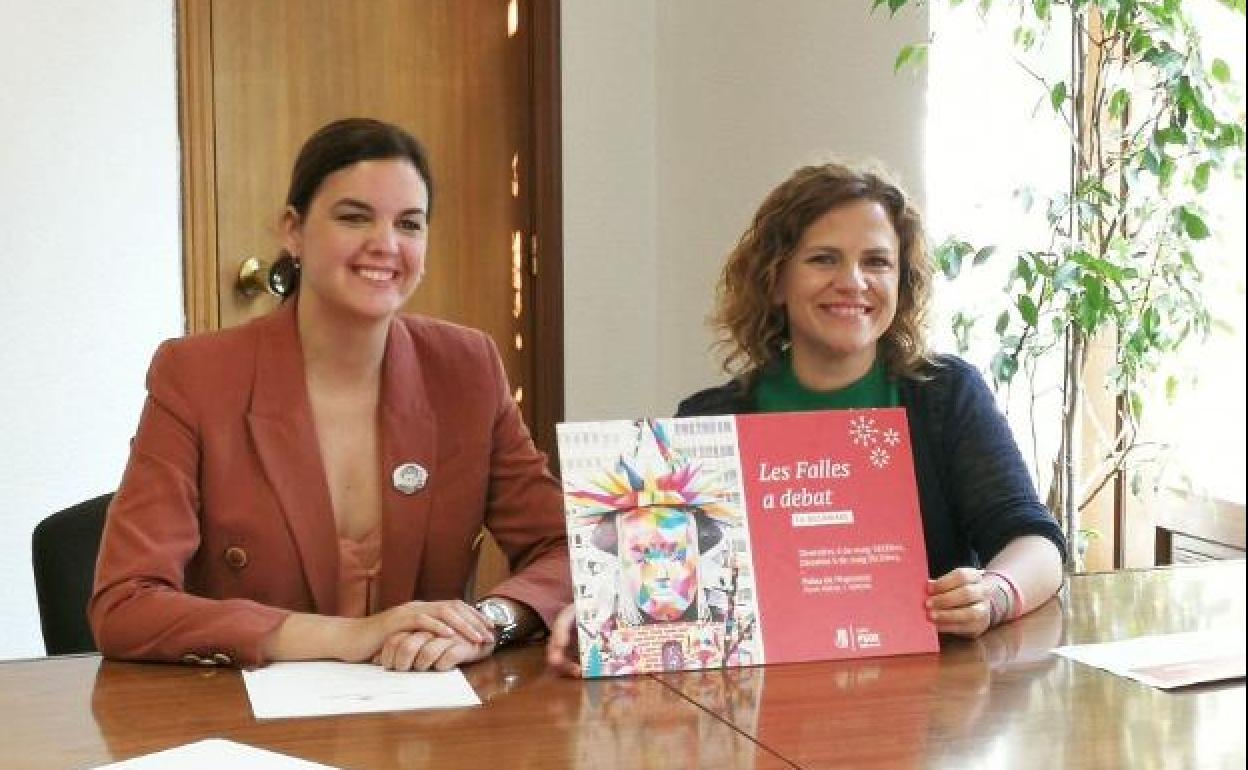 La vicealcaldesa de Valencia, Sandra Gómez, y la delegada del Gobierno, Pilar Bernabé