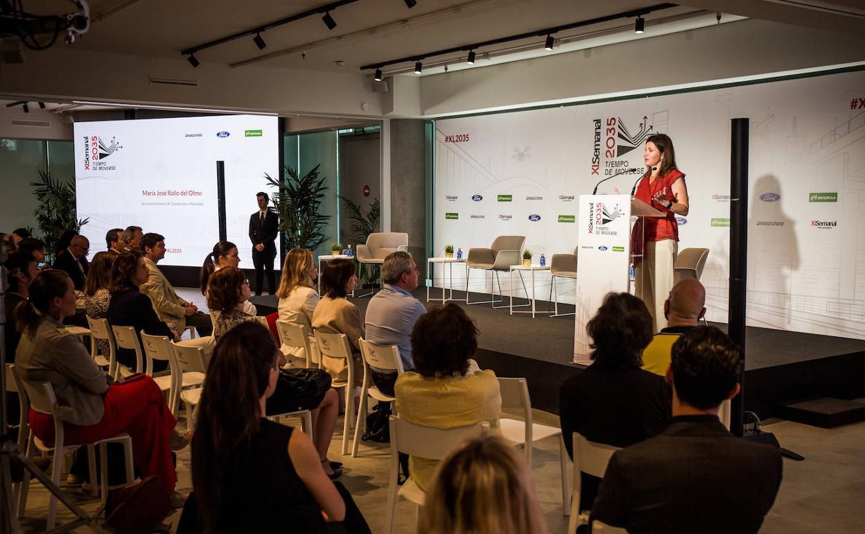 La secretaria general de Transportes y Movilidad, María José Rallo, durante su intervención en el foro '2035, Tiempo de Moverse'. 