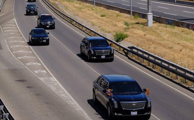 Comitiva de Joe Biden en Madrid.