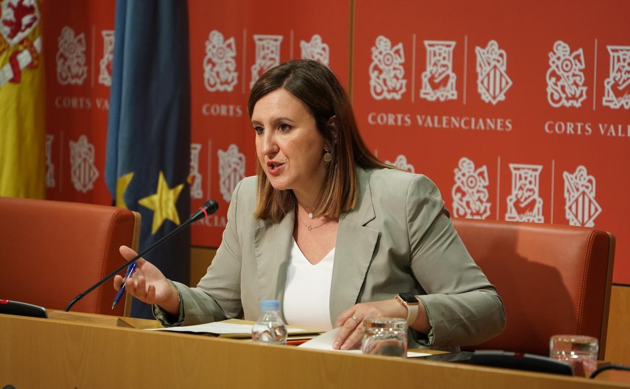 María José Catalá, en la sala de prensa de Les Corts. 