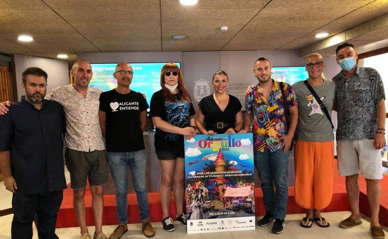 Presentación de los actos de la semana del Orgullo, este martes en Alicante. 