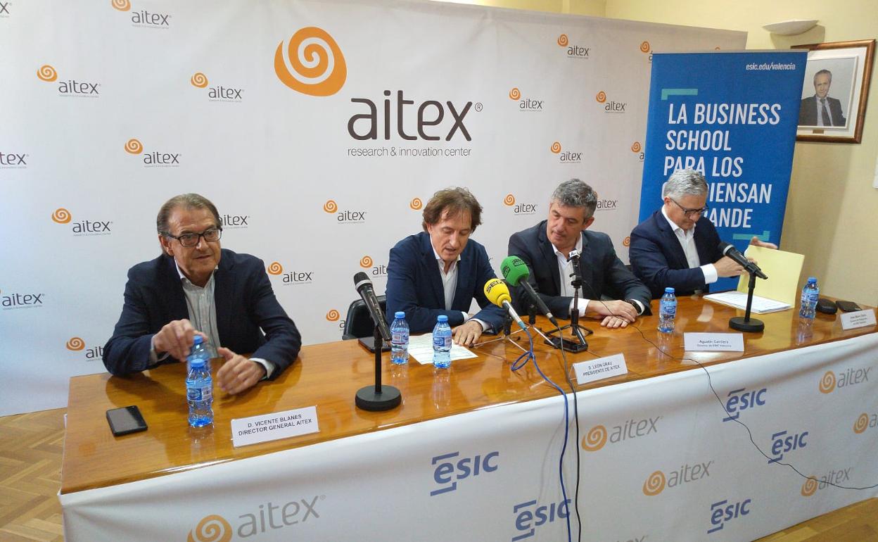 Presentación del convenio de colaboración en la sede de AITEX este miércoles. 