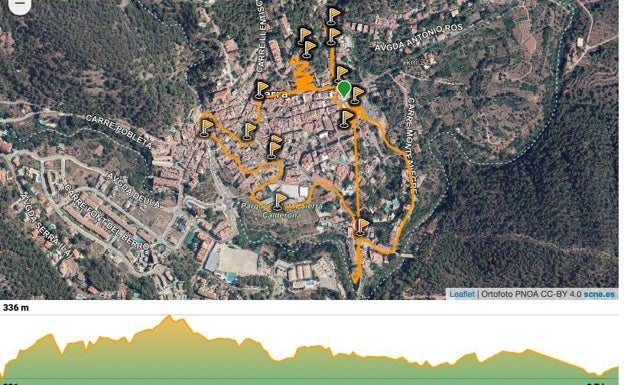 Recorrido propuesto por la Ruta de Les Escultures en la Sierra Calderona. 