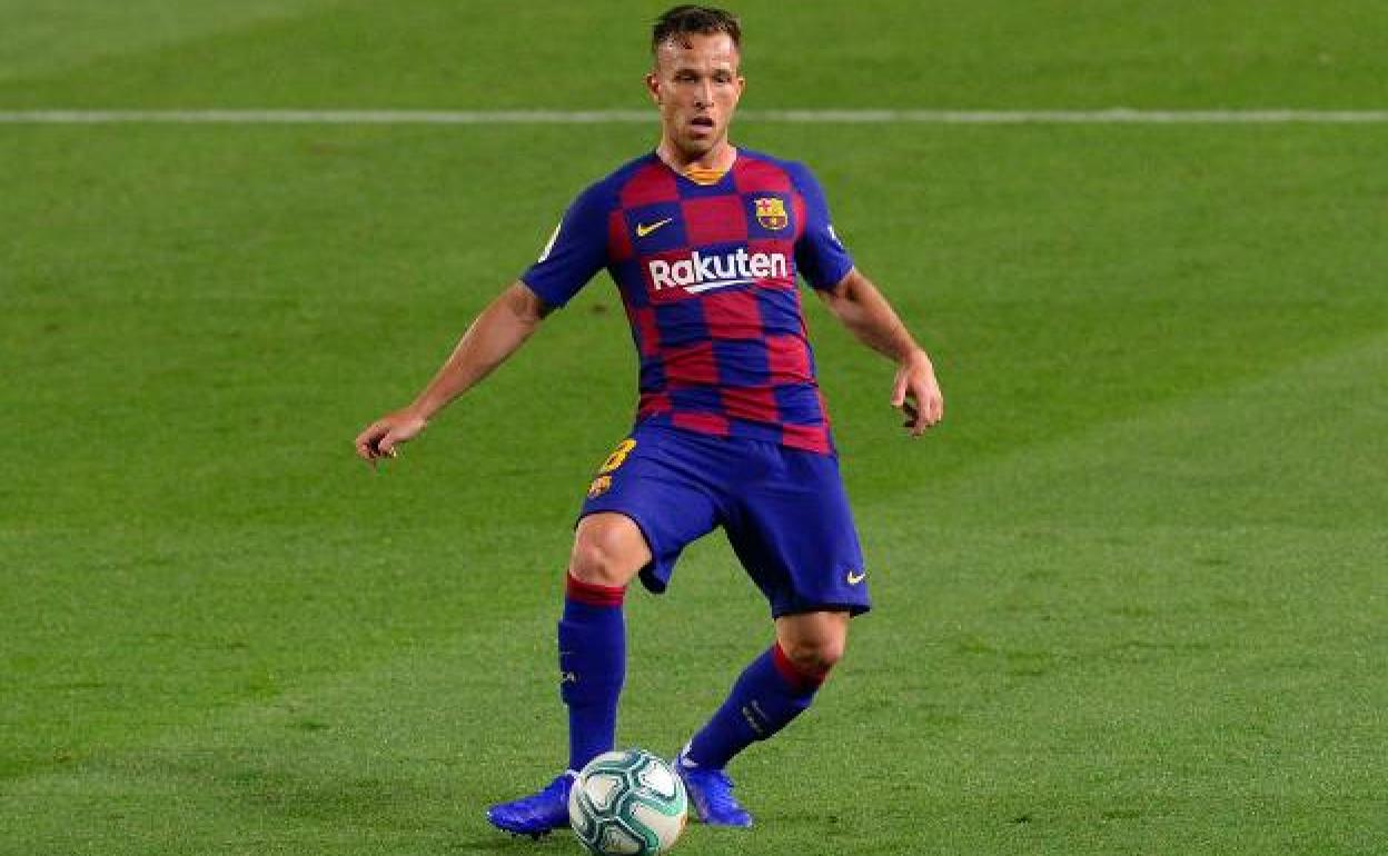 Arthur Melo, durante un encuentro con el FC Barcelona. 