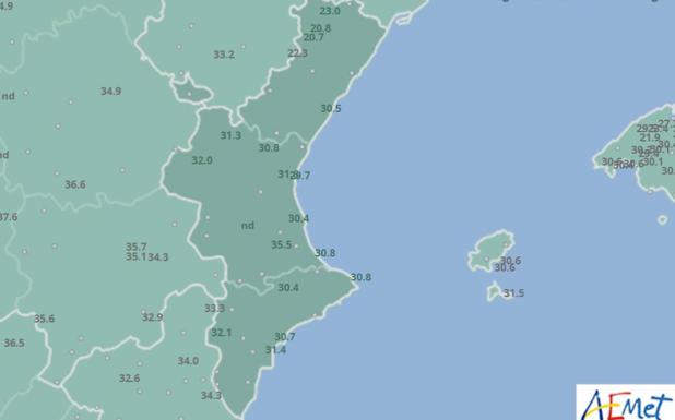 Temperaturas más altas registradas en el día de hoy según la AEMET