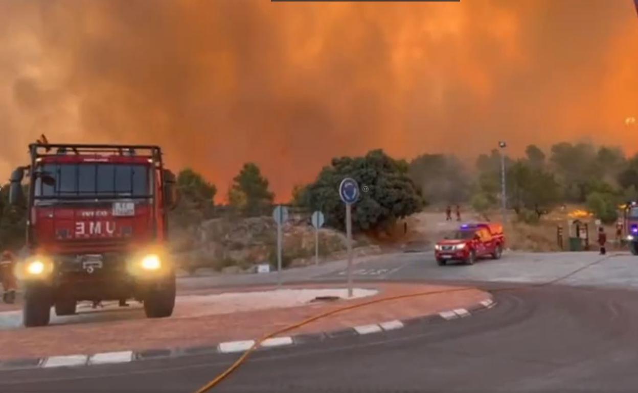 La Unidad Militar de Emergencias en las tareas de extinción.