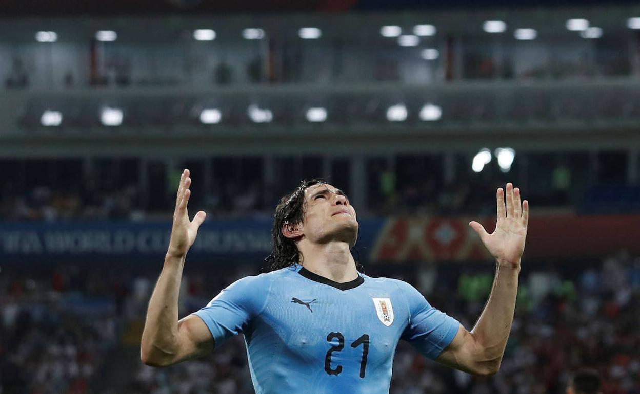 Cavani, con la camiseta de Uruguay.