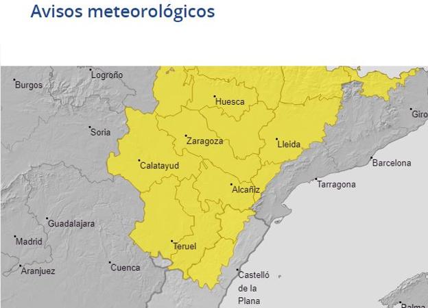 Avisos de Aemet para el lunes