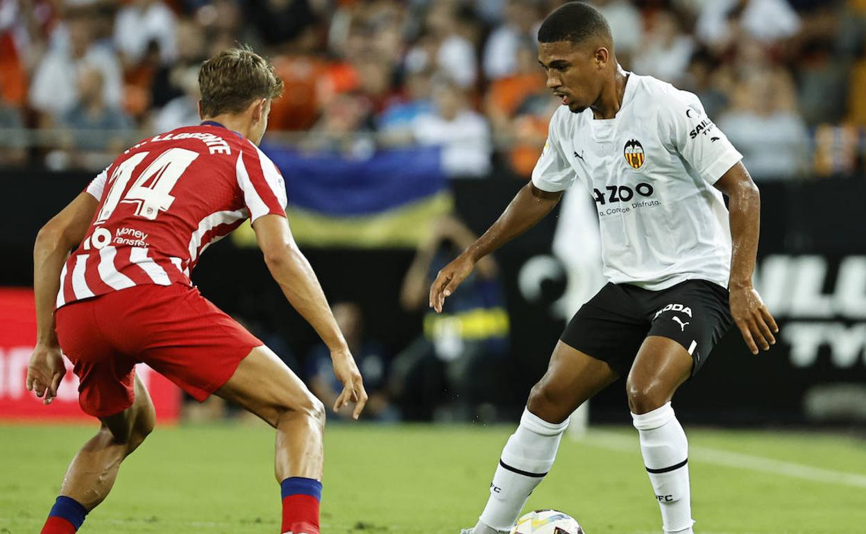 Samuel Lino, durante el partido ante el Atlético.