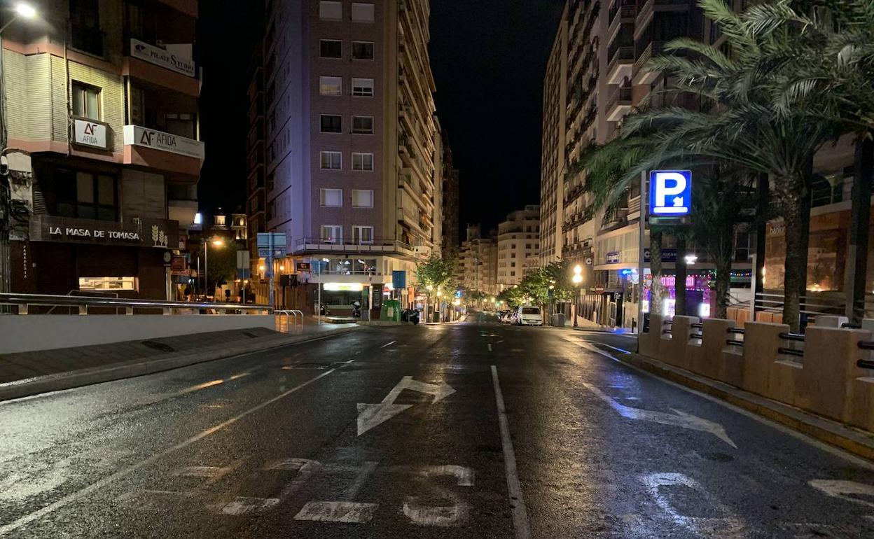 Calles vacías en Alicante durante el confinamiento. 