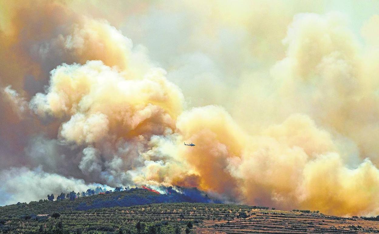 Humareda creada por el incendio de Bejís el pasado agosto. 