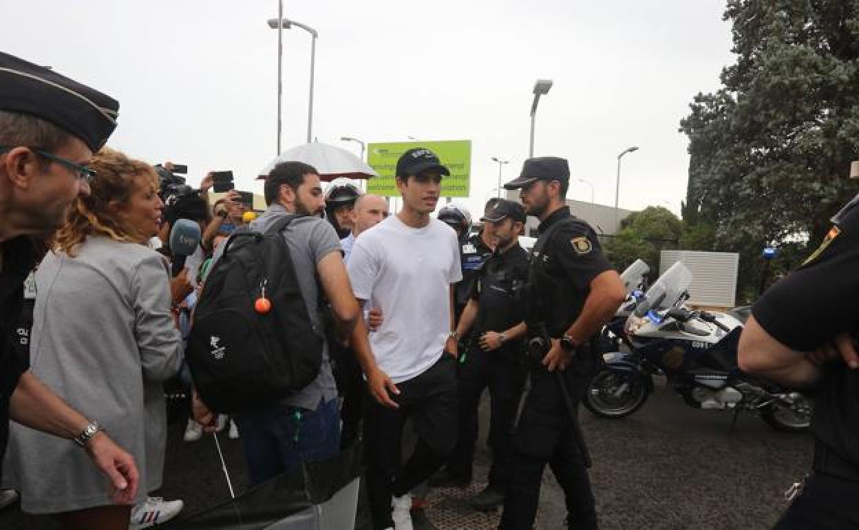 Alcaraz, a su llegada a Valencia.