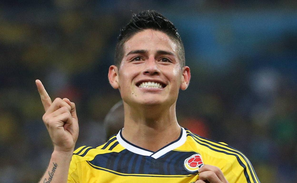 James Rodríguez durante un partido con Colombia. 