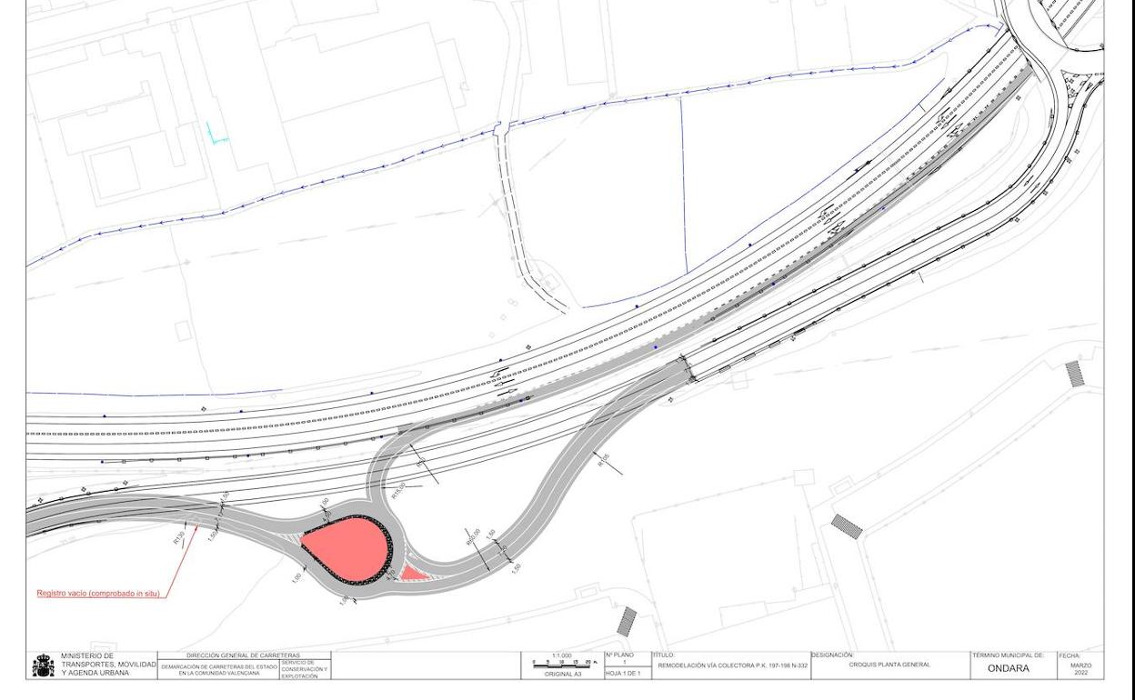 El plano de la nueva rotonda con la incorporación directa a la carretera nacional. 