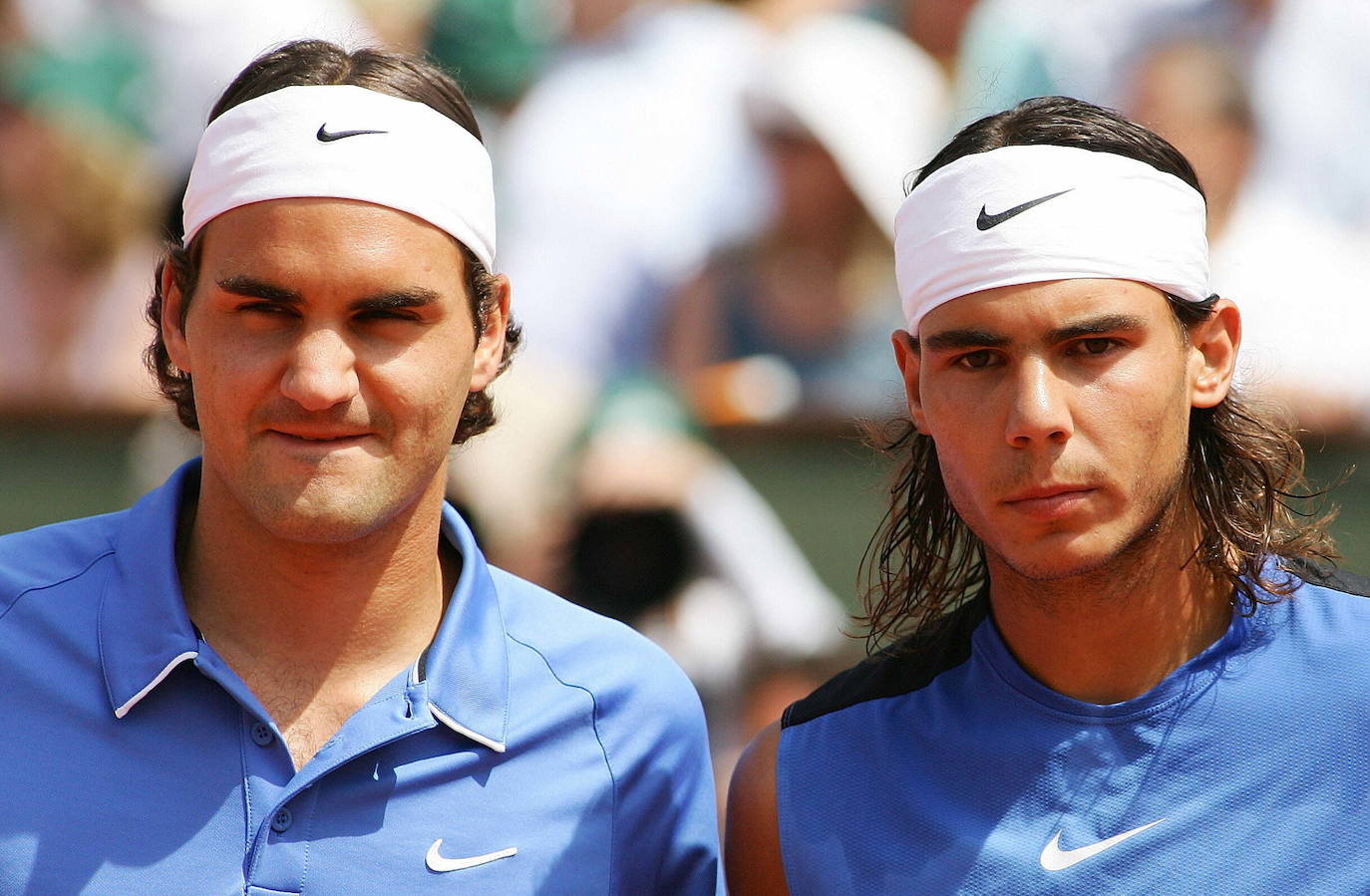 Federer y Nadal antes de la final de 2006 de Roland Garros.