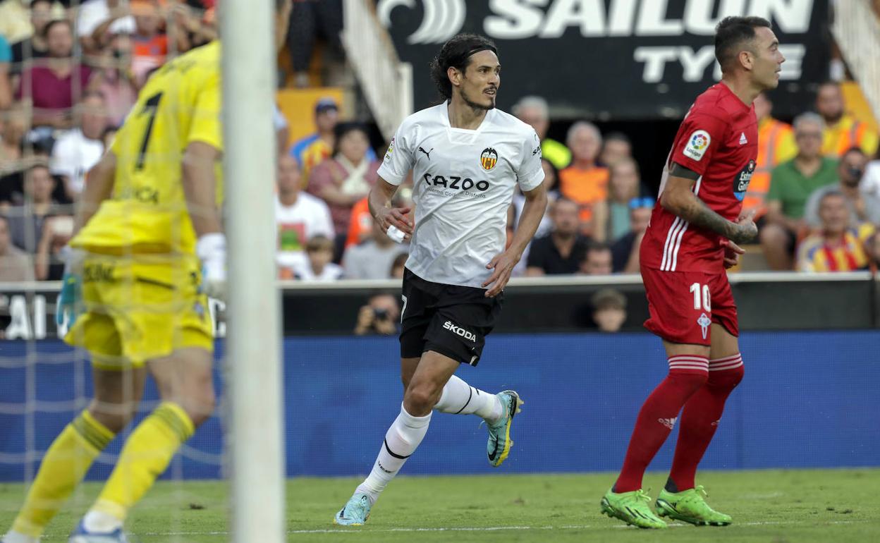 Edinson Cavani, durante el partido contra el Celta. 