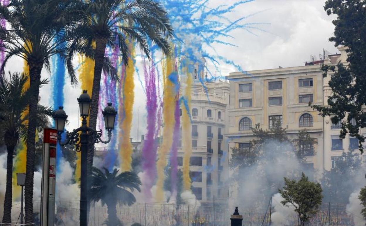 Una mascletà del 9 d'Octubre. 