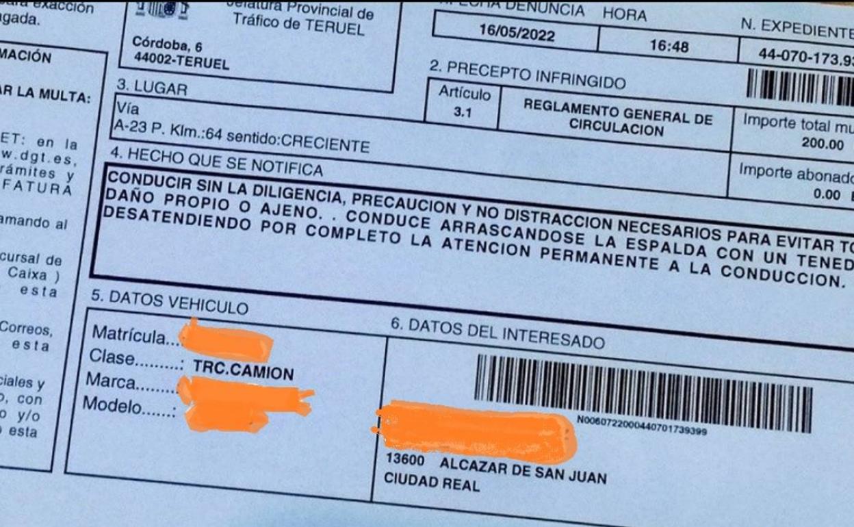 La multa que le pusieron al camionero. 