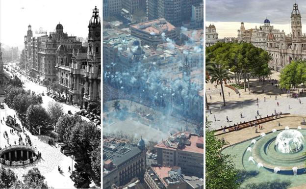 Galería. Todos los cambios que ha sufrido la plaza del Ayuntamiento desde hace más de un siglo.