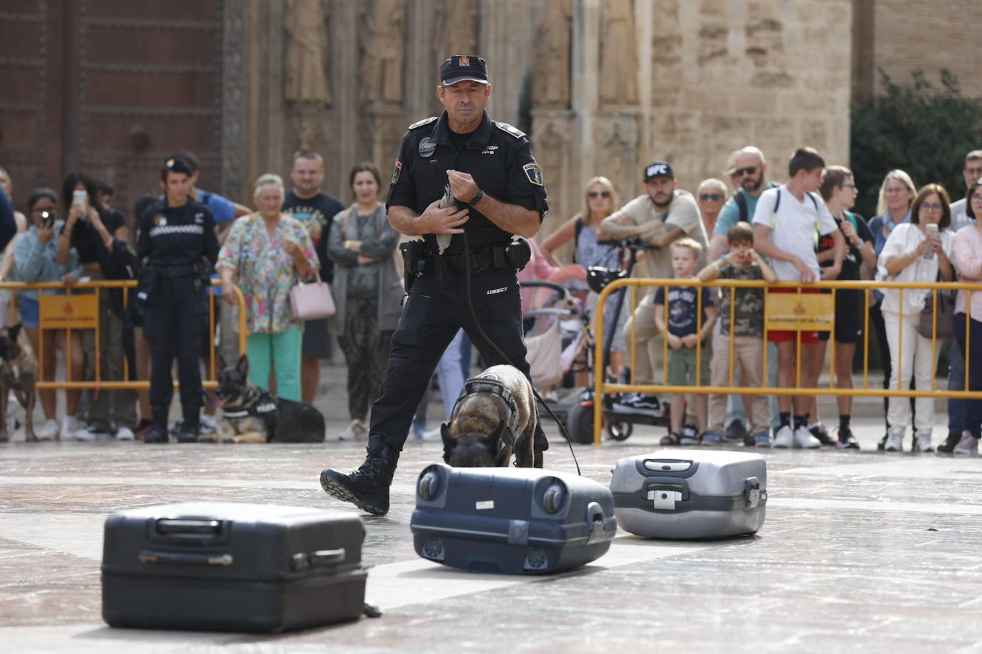 Fotos: Exhibición de unidades caninas de policías y bomberos en la plaza de la Virgen