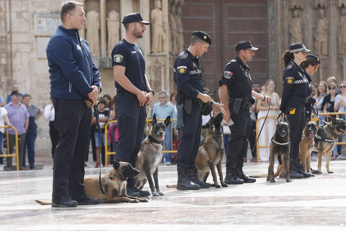 Fotos: Exhibición de unidades caninas de policías y bomberos en la plaza de la Virgen