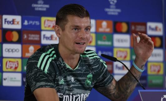 Toni Kroos, durante la rueda de prensa. 