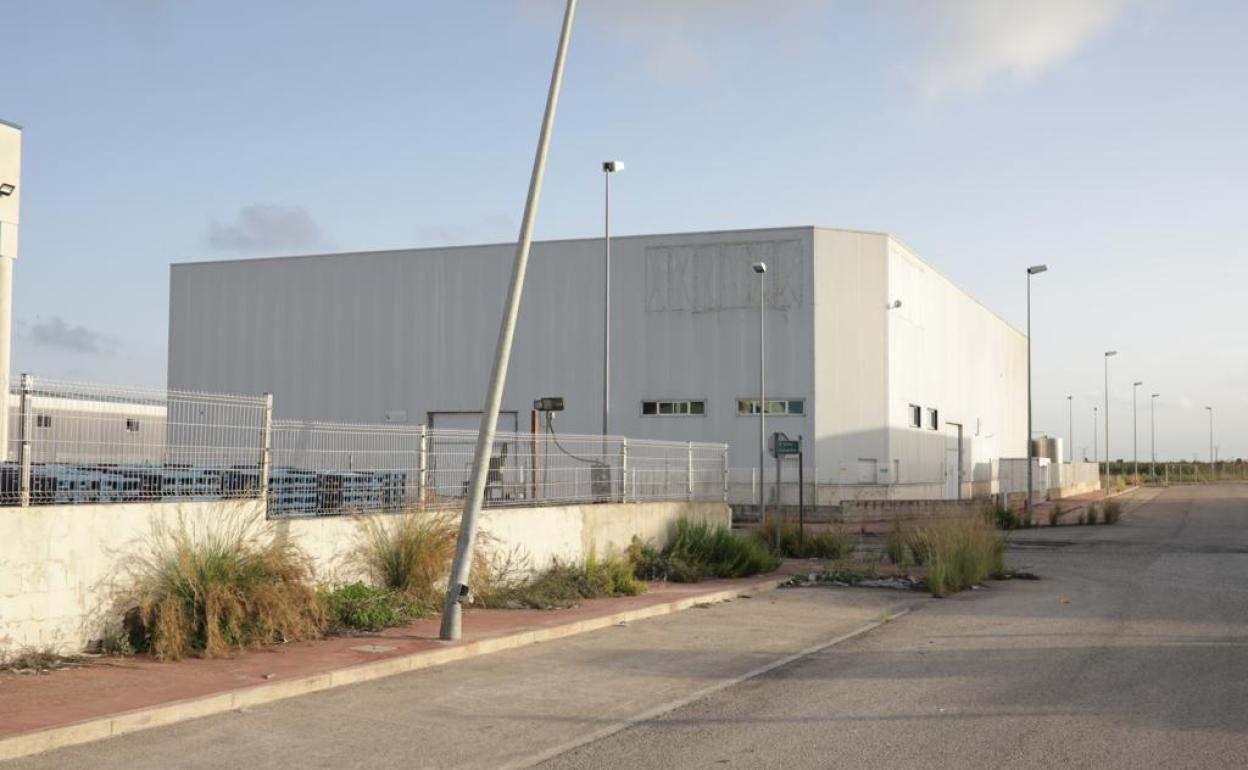 Farolas rotas y hierbas en las aceras de uno de los polígonos. 