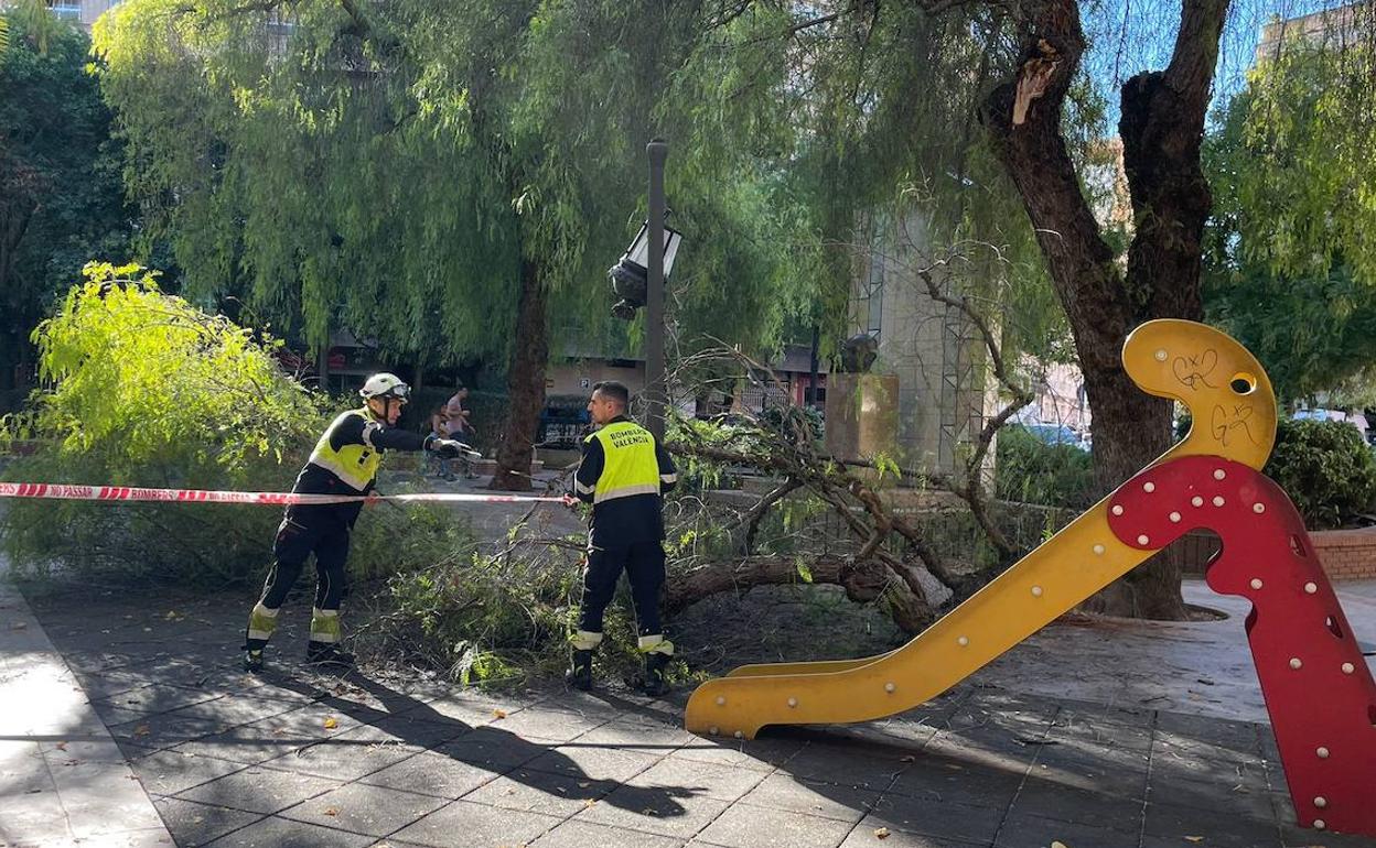 Una persona ha resultado herida y los bomberos han acordonado la zona de juegos infantiles afectada. 